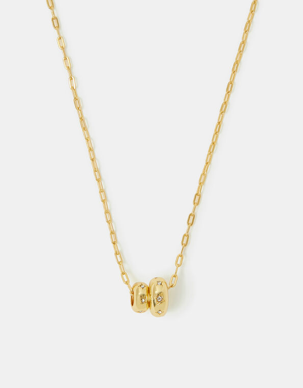 Stainless Steel Double Bead Pendant Necklace, , large