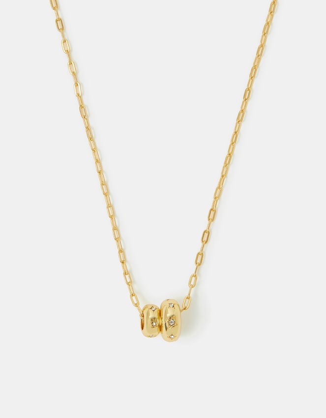 Stainless Steel Double Bead Pendant Necklace, , large