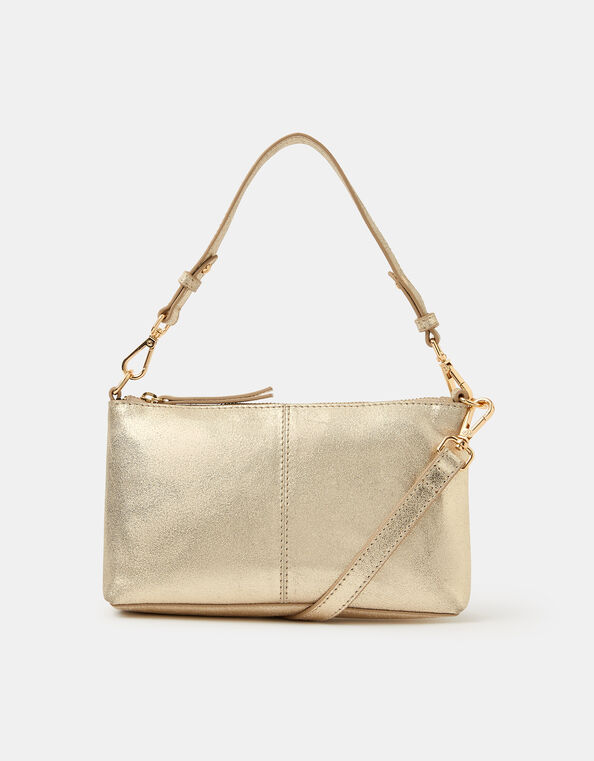 Suede Crossbody Handbag, Gold (GOLD), large