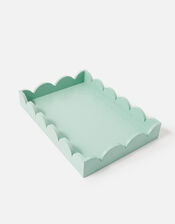 Natural Wood Scallop Tray , Blue (BLUE), large