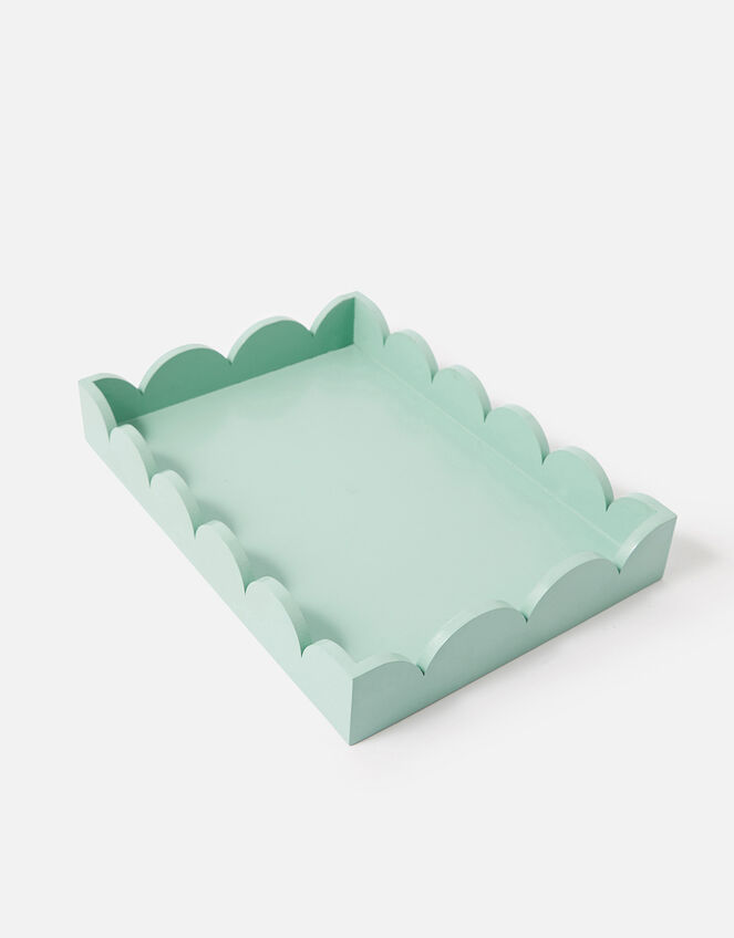 Natural Wood Scallop Tray , Blue (BLUE), large