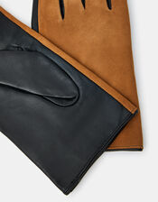 Faux Suede Leather Gloves, Tan (TAN), large