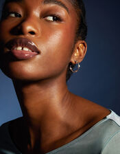 Sterling Silver-Plated Twist Hoop Earrings, , large