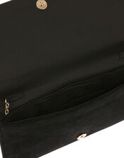 Suedette Bow Clutch Bag, , large