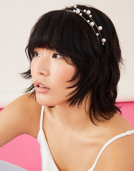 Double Row Pearl Headband , , large