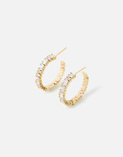 Gold-Plated Baguette Hoops, , large