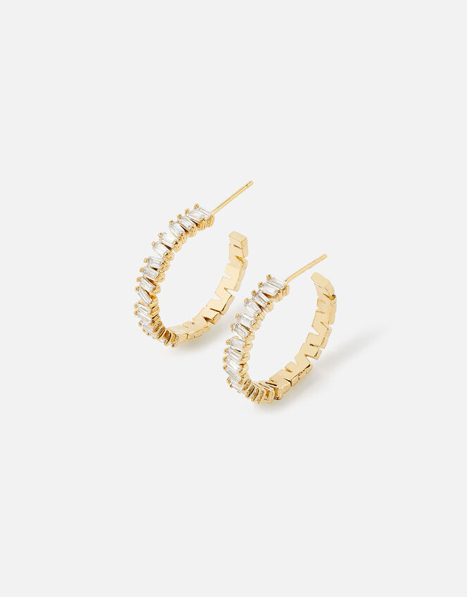 Gold-Plated Baguette Hoops, , large