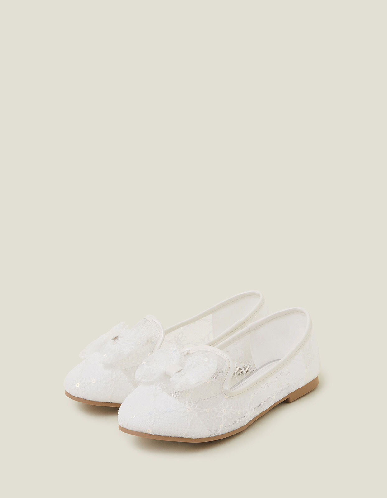Girls Lace Bow Ballerina Flats Ivory Clothing Shoes Accessorize Global