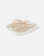 Animal Print Wedge Flip Flops, Gold (GOLD), large