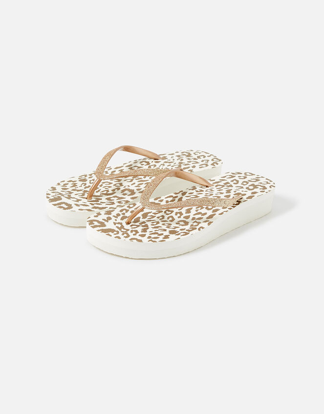 Animal Print Wedge Flip Flops Gold | Flip flops | Accessorize Global