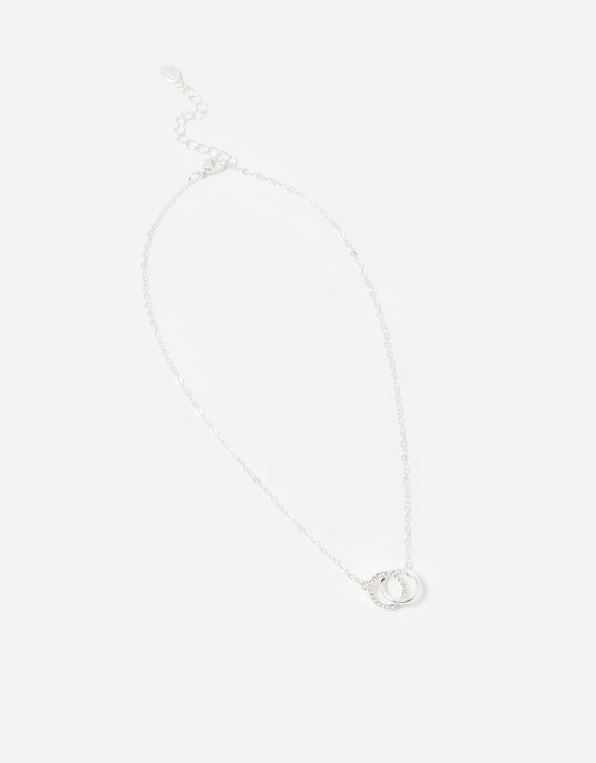 Linked Circle Pendant Necklace, Silver (SILVER), large