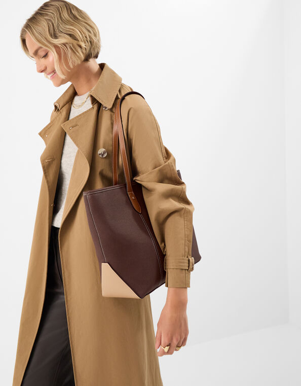 Plain Tote Bag, Brown (CHOCOLATE), large