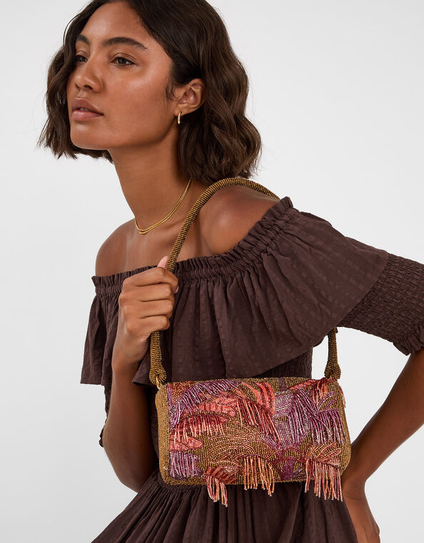 Beaded Fringe Shoulder Bag, , large