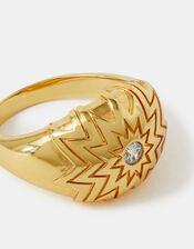 14ct Gold-Plated Diamanté Star Dome Ring, Gold (GOLD), large