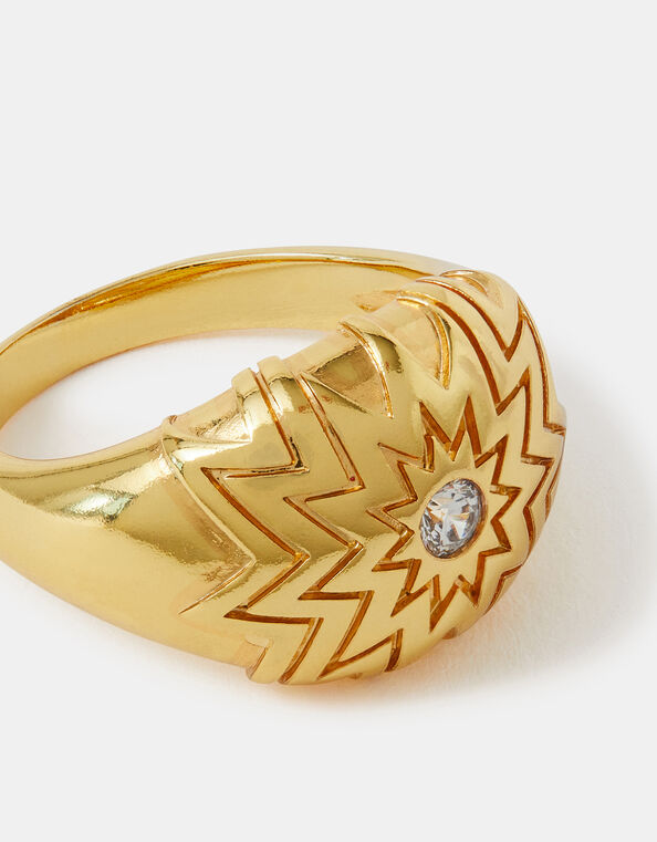 14ct Gold-Plated Diamanté Star Dome Ring, Gold (GOLD), large