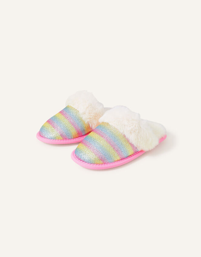 Girls Glitter Stripe Mule Slippers Multi | Girls slippers | Accessorize UK