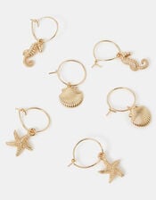 3-Pack Sea Charm Hoop Earrings, , large