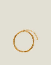 14ct Gold-Plated Stainless Steel Layered Twist Omega Bracelet, , large