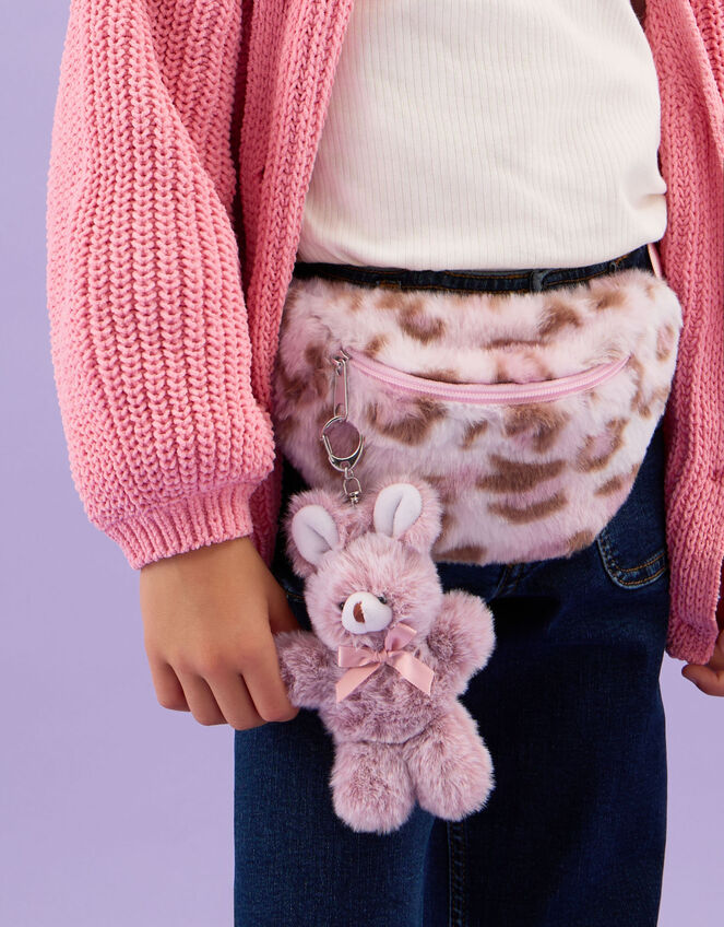 Girls Faux Fur Bunny Bag Charm, , large