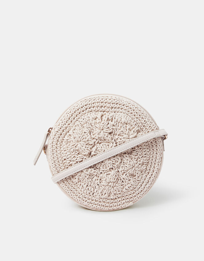 Round Macrame Bag Cream, , large