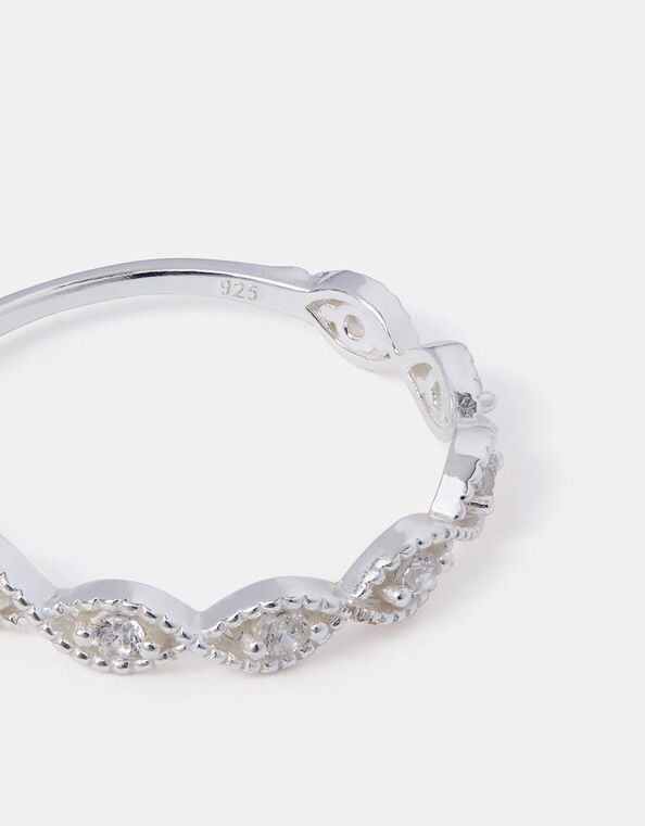 Sterling Silver Sparkle Weave Band Ring, White (ST CRYSTAL), large