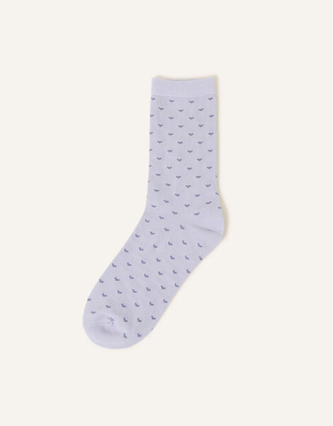 Ditsy Heart Print Socks, Blue (BLUE), large