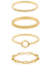 Rose Gold-Plated Hexagon Ring Set, Gold (GOLD), large