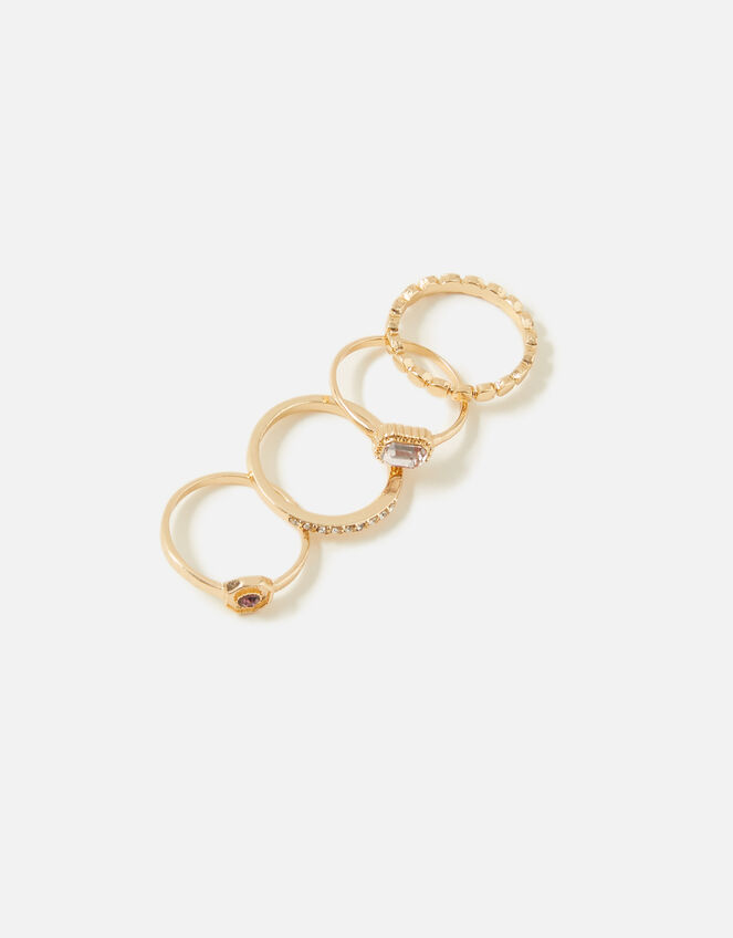 Pastel Pop Vintage Inspired Rings 4 Pack, White (CRYSTAL), large