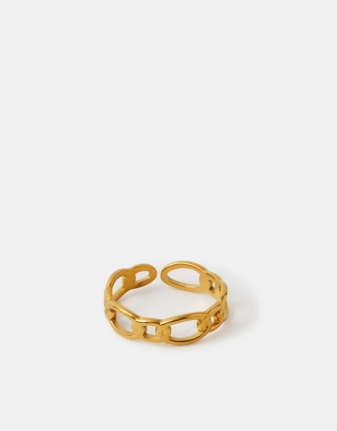 Stainless Steel Adjustable Chain Ring, Gold (GOLD), large