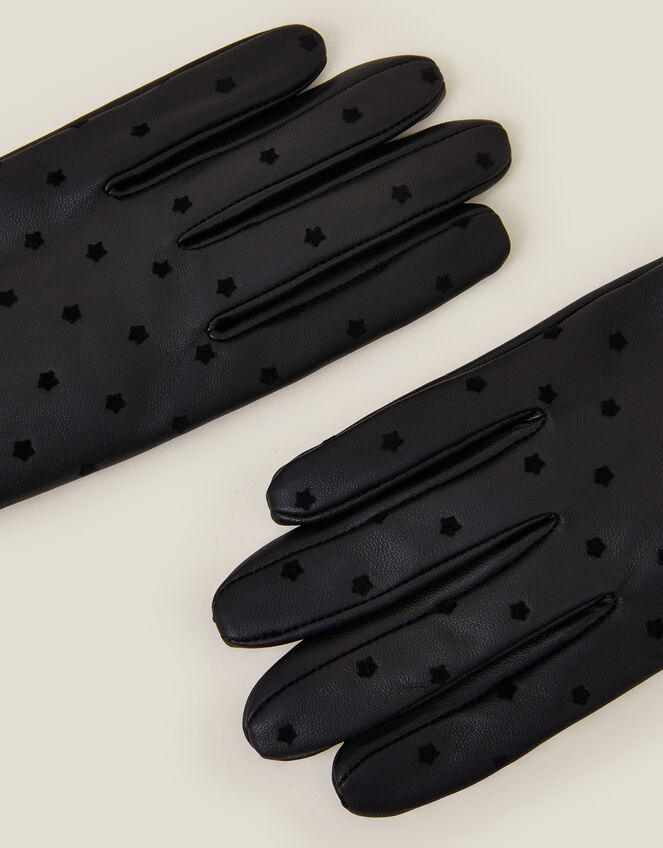 Star Leather Gloves, Black (BLACK), large