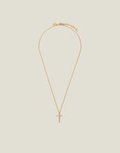 14ct Gold-Plated Sparkle Cross Pendant Necklace, , large
