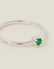 Sterling Silver-Plated Sparkle Ring, Green (GREEN), large