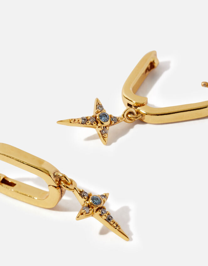 14ct Gold-Plated Star Cross Charm Earrings, , large