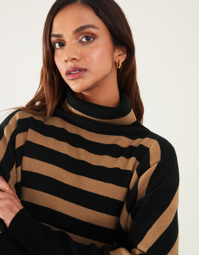 Stripe Rollneck Poncho, Multi (DARKS-MULTI), large