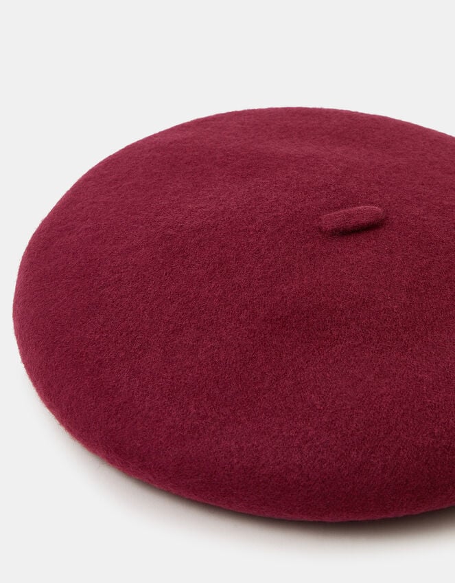 Plain Wool Beret, Red (BURGUNDY), large