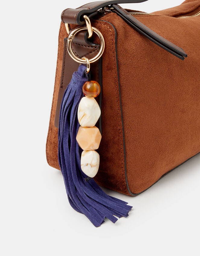 Beaded Suede Bag Charm, , large