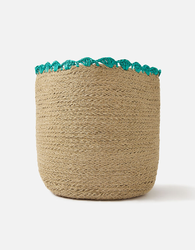 Jute Scallop Medium Basket, , large