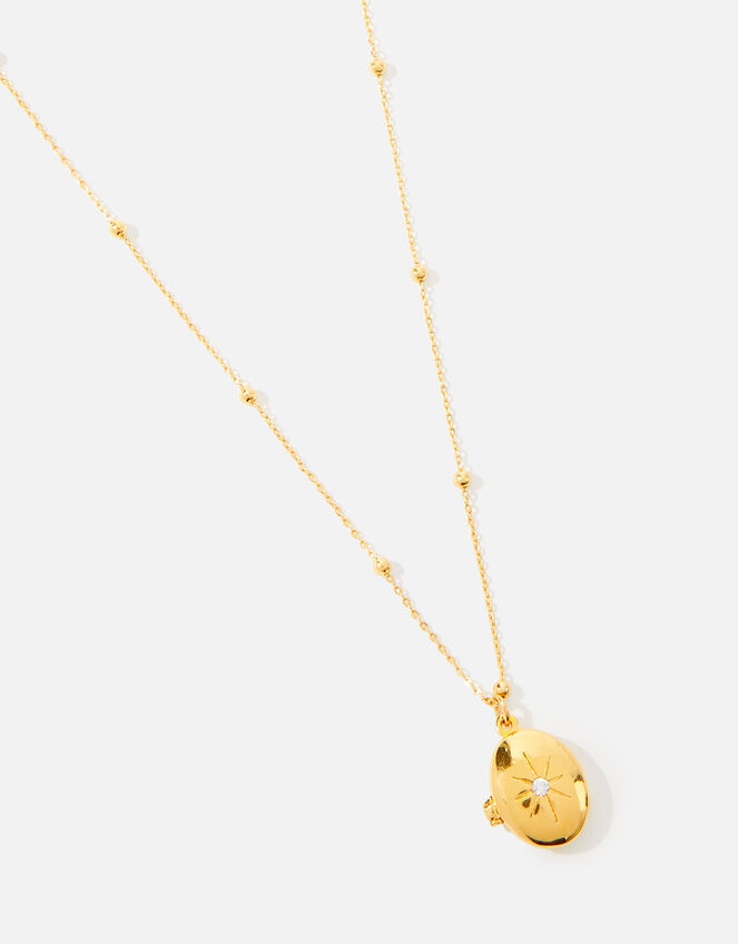 Gold-Plated Star Locket Pendant Necklace, , large