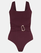 Molten Belted Shaping Swimsuit, Red (BURGUNDY), large