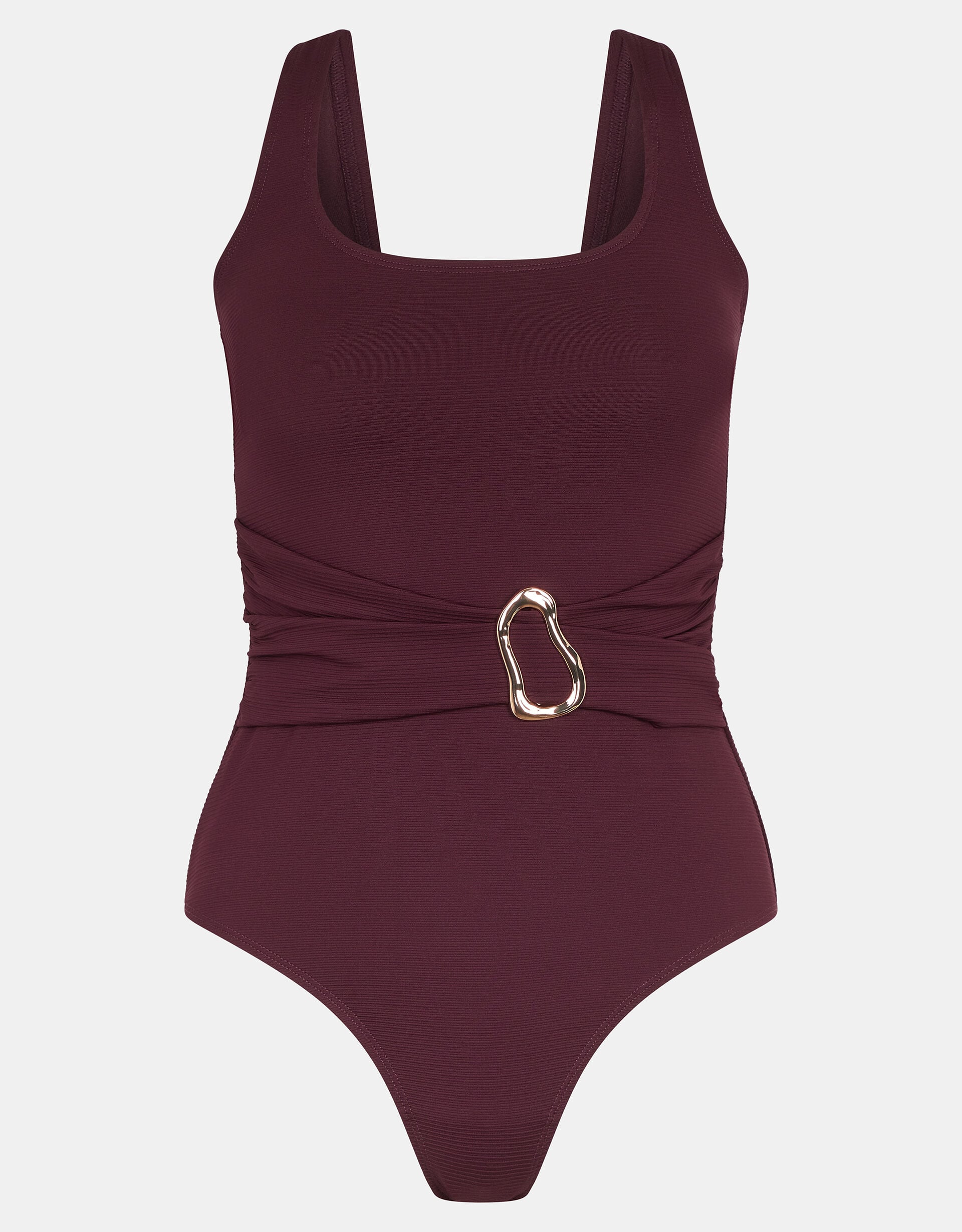 Molten Belted Shaping Swimsuit, Red (BURGUNDY), large