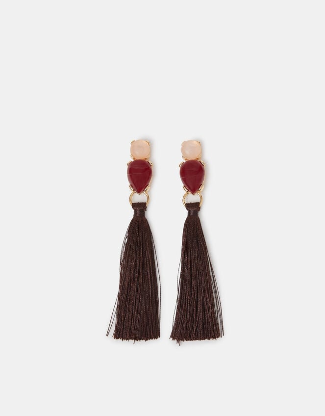 Stone Tassel Drop Earrings, , large