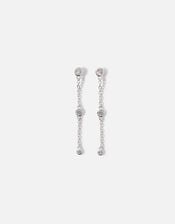 Sterling Silver Sparkle Station Long Drop Earrings, , large