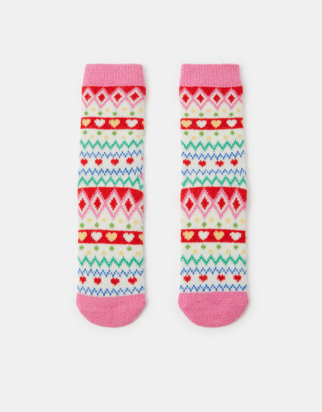 Fair Isle Print Bed Socks, , large