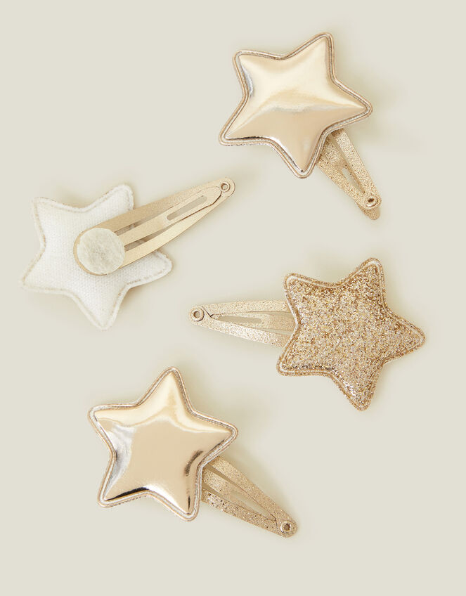 4-Pack Girls Glitter Star Hair Clips, , large