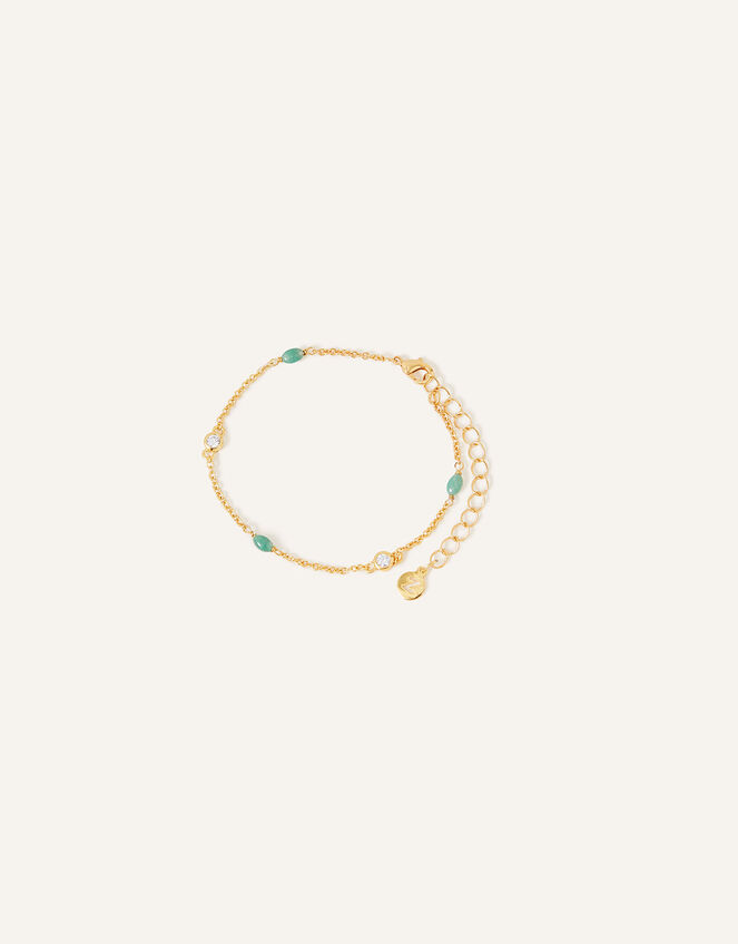 14ct Gold-Plated Aventurine Bracelet, , large