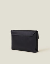 Woven Satin Envelope Clutch Bag, Blue (NAVY), large