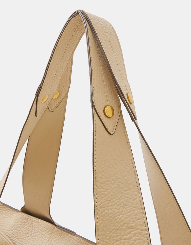 Faux Leather Pleated Shoulder Bag, Mink (MINK), large