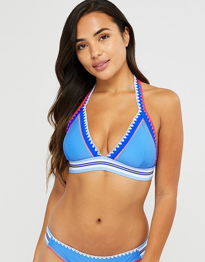 Positano Colourful Triangle Bikini Top, Blue (AQUA), large