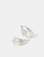Multi Strand Hoop Earrings, Silver (SILVER), large