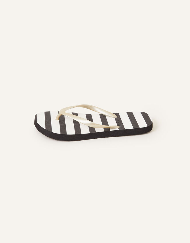 Stripe Flip Flops, Black (BLACK), large